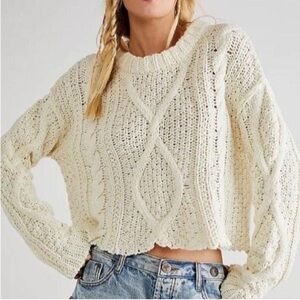Free People Cropped Cable Sweater